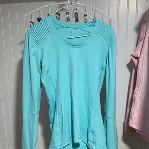 lululemon athletica Long Sleeve Crew in Aqua Blue